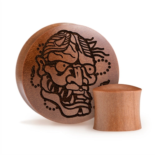 Hannya Mask Plug / Gauge - Saba Wood | Konvexe Doppelaufgeweitet