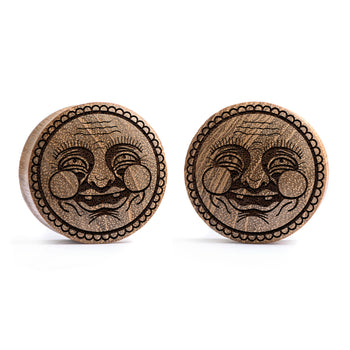 Happy Face Plug / gauge - Teakholz | Konvexe Doppelaufgeweitet