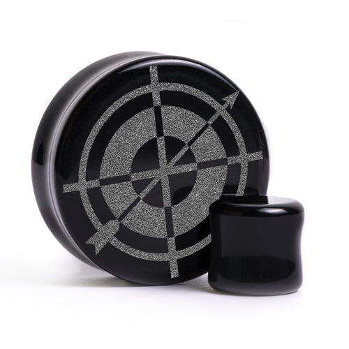 Hawkeye Plug / Gauge - Black Glass | Flat Faced Double Flare