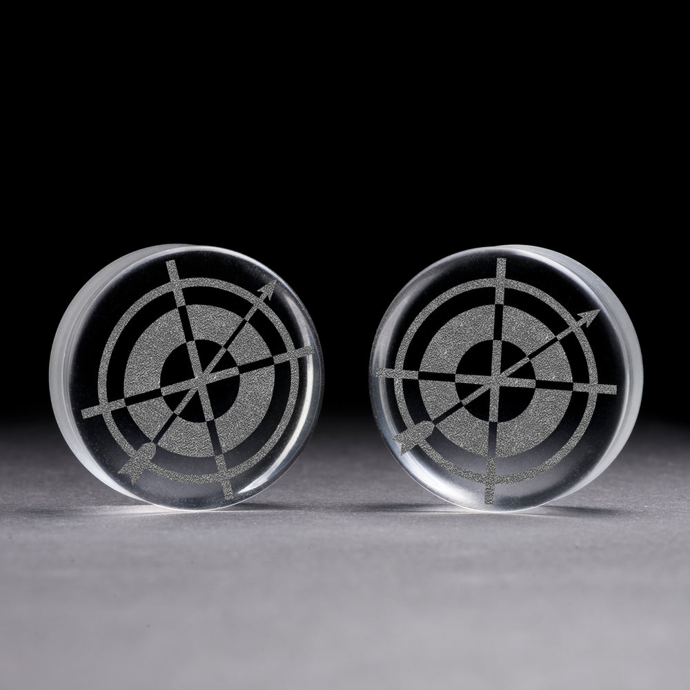 Hawkeye Plug / Gauge - Clear Glass | Flat Faced Double Flare - Lasered To Order In House At Custom Plugs HQ