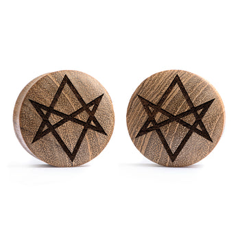 Starburst Mandala Ornamental Tattoo Plug / Gauge - Teak Wood | Convex Double Flare