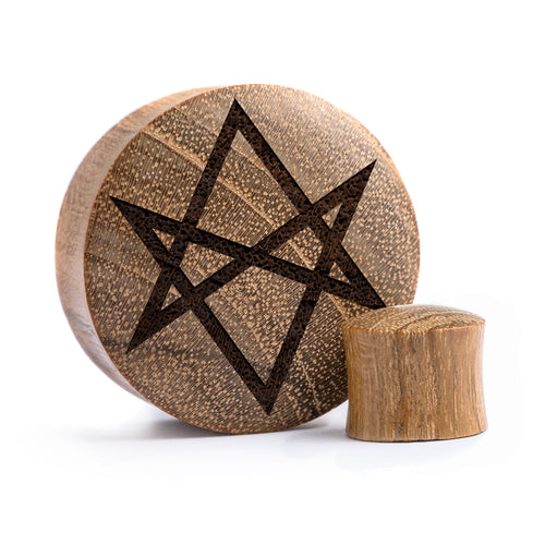 Hexagram Plug / Gauge - Teak Wood | Convex Double Flare