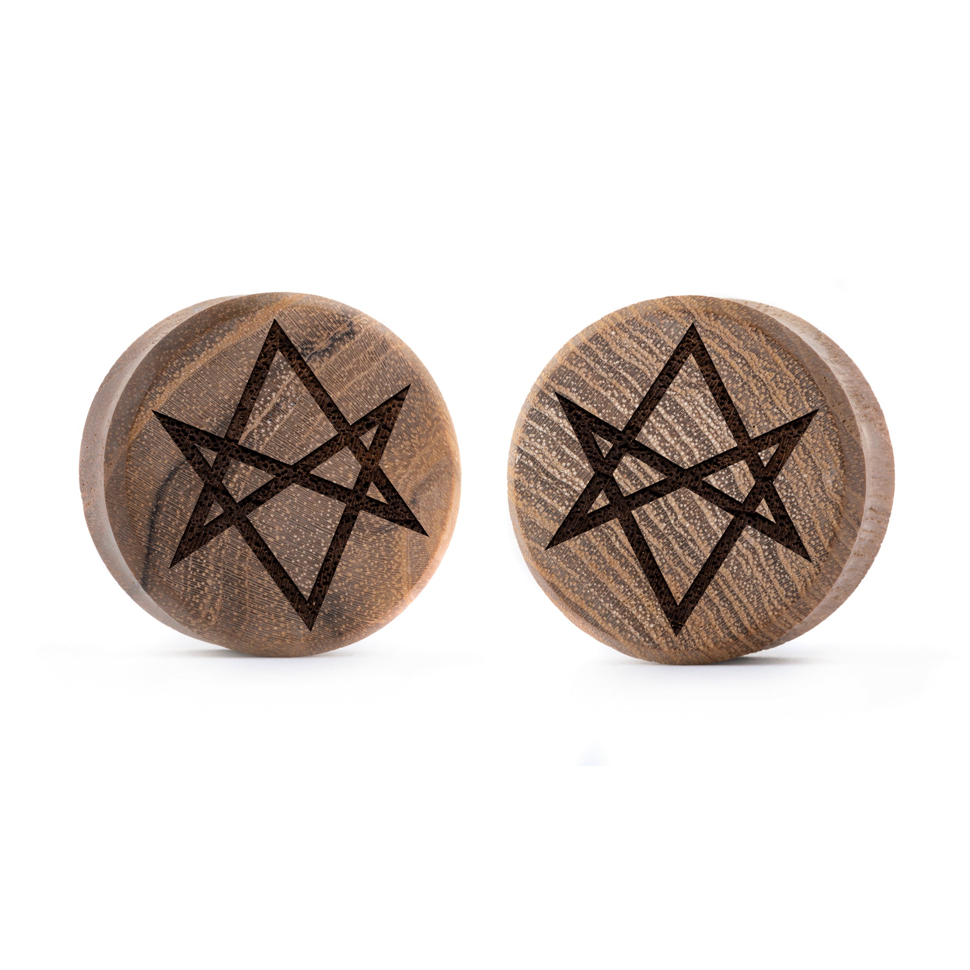 Hexagramm Plug / Gauge - Teakholz | Doppelaufgeweitet mit flachem Gesicht