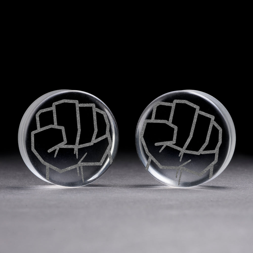 Hulk Plug / Gauge - Clear Glass | Flat Faced Double Flare - Lasered To Order In House At Custom Plugs HQ