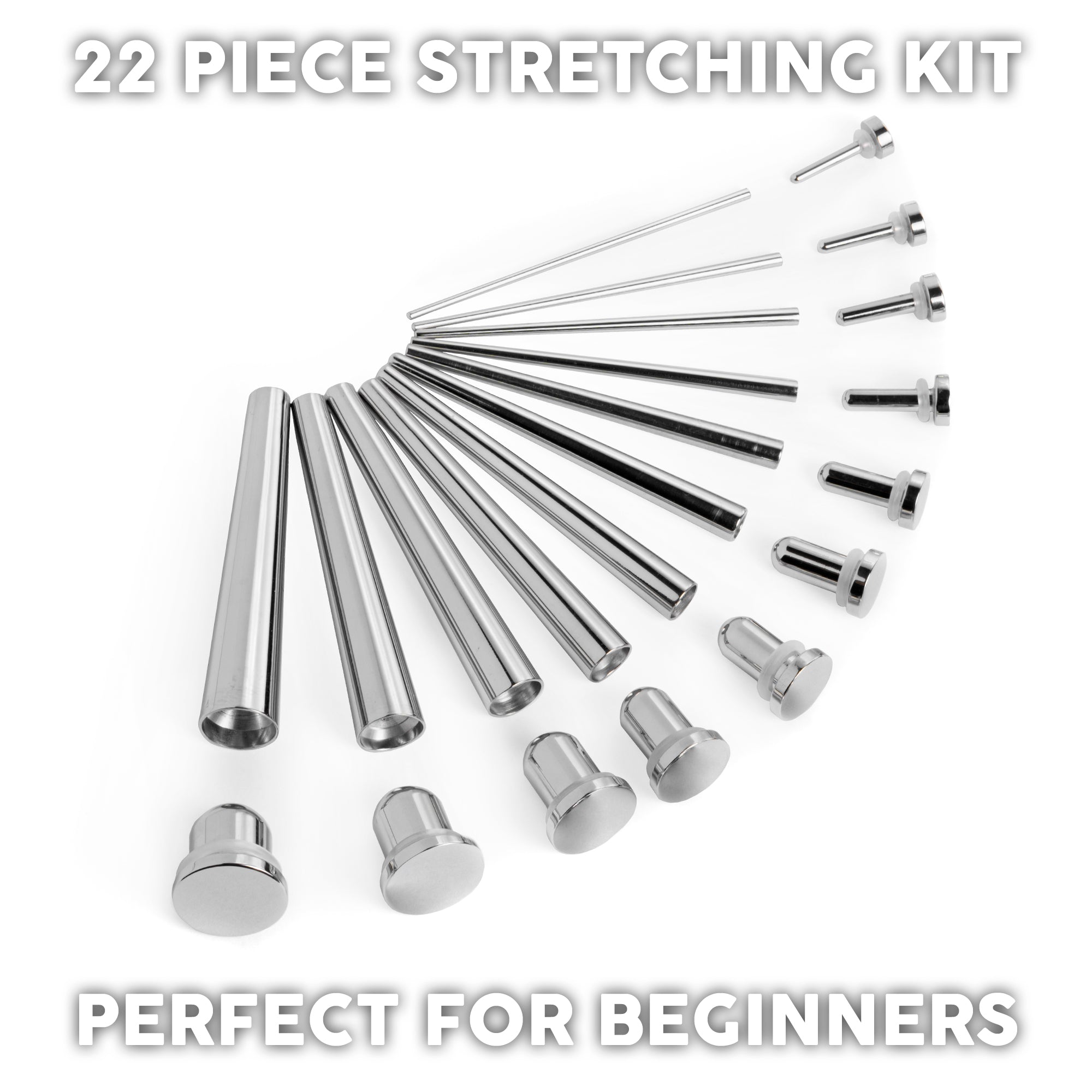 Beginners Ear Stretching Kit for Ears 22 Piece Pack Includes Surgi