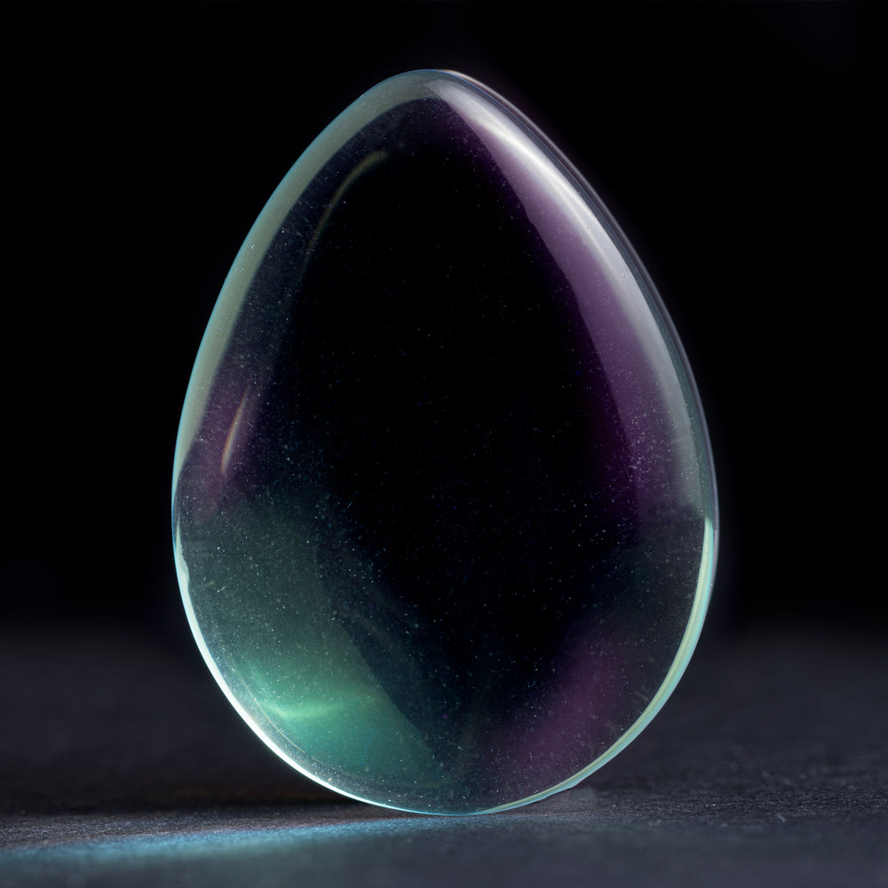 Blue & Green Iridescent Teardrop  Glass Plug / Gauge - Double Flare Glass Ear Plugs / Gauges in 10mm (00g), 20mm (13/16th), 30mm (1.18")