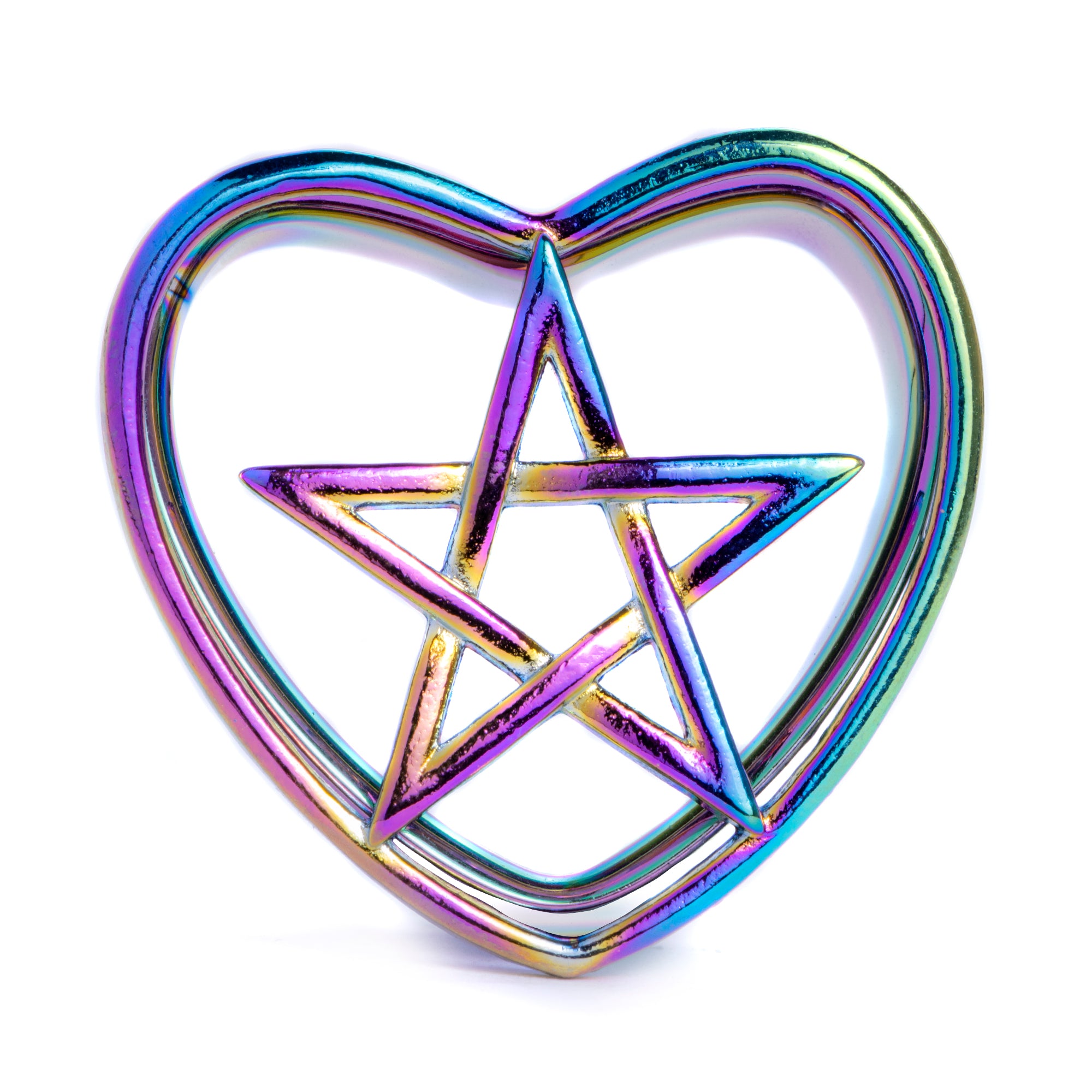 Pentagram Rainbow Heart Plug / Tunnel / Gauge Custom Plugs
