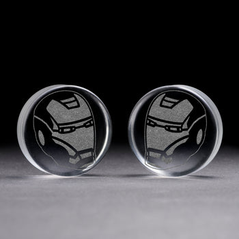 Linienmandala Zierstattoo Plug / gauge - Teakholz | Doppelaufgeweitet mit flachem Gesicht