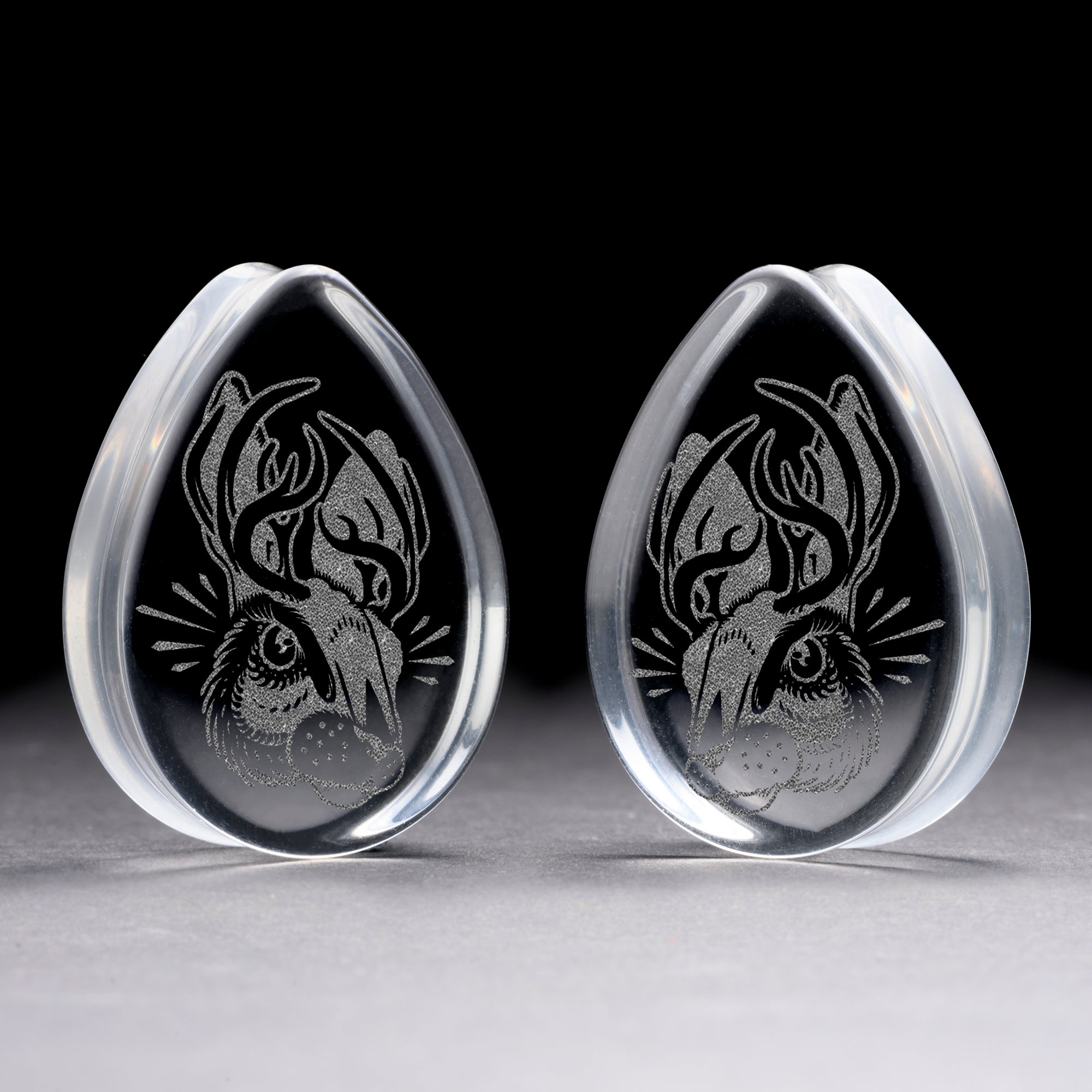 Girl wearing pretty Hammered Silver Steel Keyhole Ear Weights - Pair