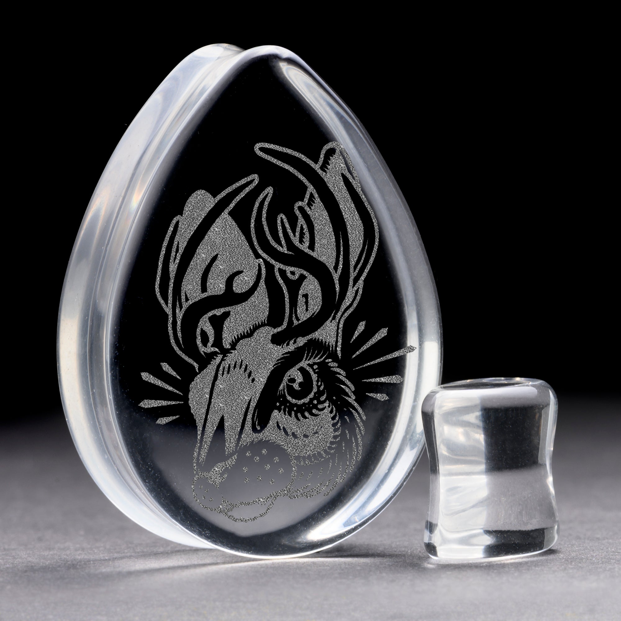 Jackalope Plug / Gauge - Teardrop Clear Glass | Flat Faced Double Flare