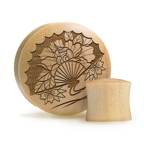 Japanese Fan Plug / Gauge - Crocodile Wood | Convex Double Flare