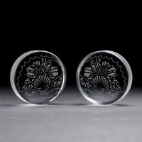 Plug / Gauge Éventail japonais - Verre transparent | Face plate double évasé