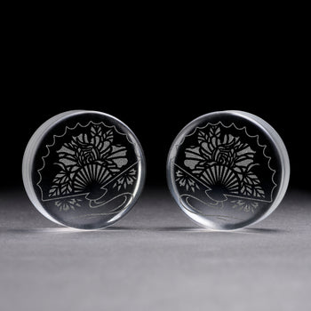Gebrochener Herzplug / gauge - klares Glas | Doppelaufgeweitet mit flachem Gesicht