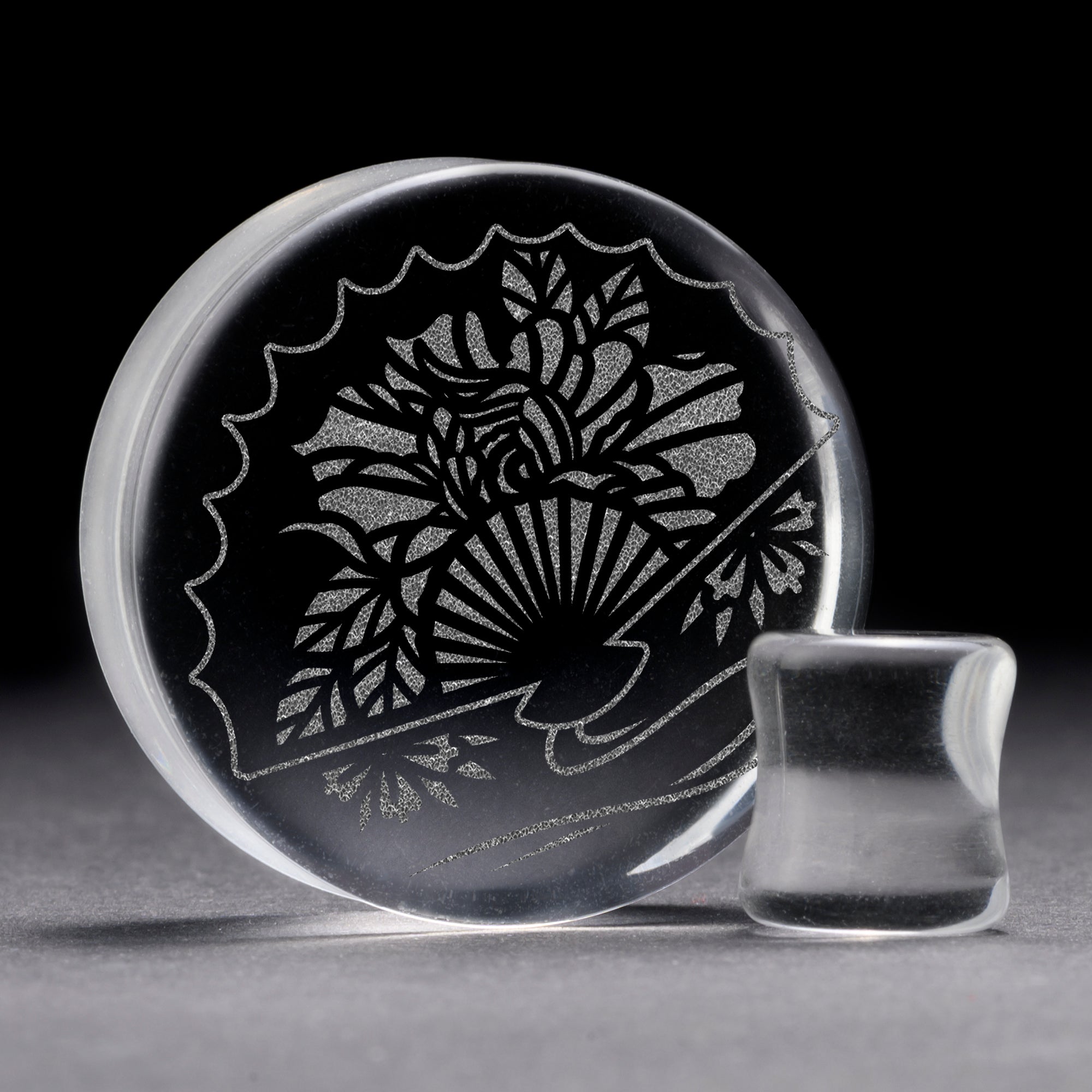 Japanischer Lüfterplug / gauge - Clear Glass | Doppelaufgeweitet mit flachem Gesicht