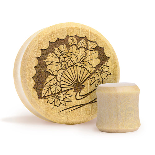 Japanese Fan Plug / Gauge - Crocodile Wood | Flat Faced Double Flare