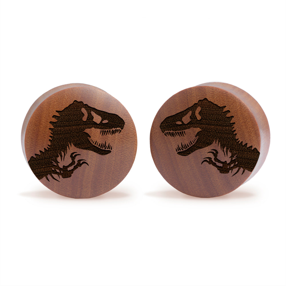 Jurassic Park Logo Plug / gauge - Saba Wood | Konvexe Doppelaufgeweitet