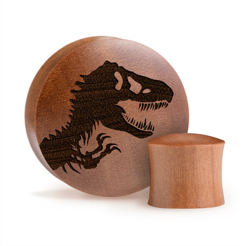 Jurassic Park Logo Plug / gauge - Saba Wood | Konvexe Doppelaufgeweitet