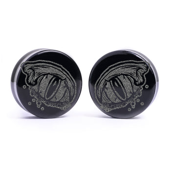 Raptor Claw Plug / Gauge - Black Glass | Flat Faced Double Flare