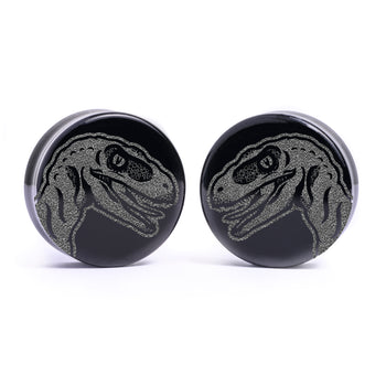 T-Rex Gold Inlay Holz Plug - Custom Plugs, Ear Plugs, Gauges, Stretched Ears