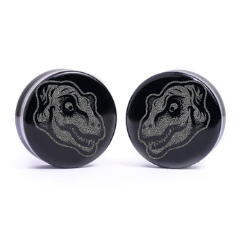T-Rex Head Plug / Gauge - Black Glass | Flat Faced Double Flare