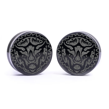 T-Rex Gold Inlay Holz Plug - Custom Plugs, Ear Plugs, Gauges, Stretched Ears