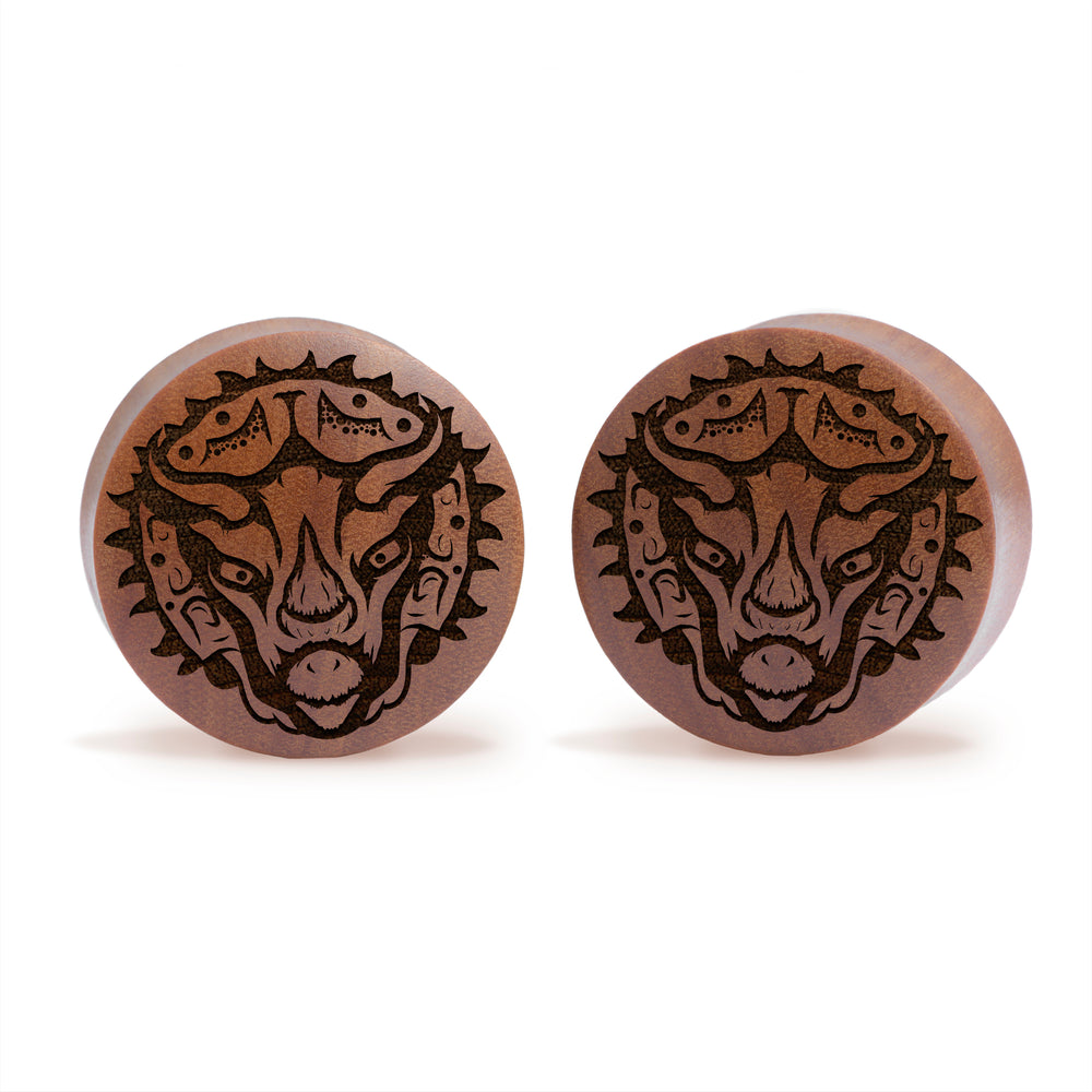 Triceratops Plug / Gauge - Saba Wood | Konvexe Doppelaufgeweitet