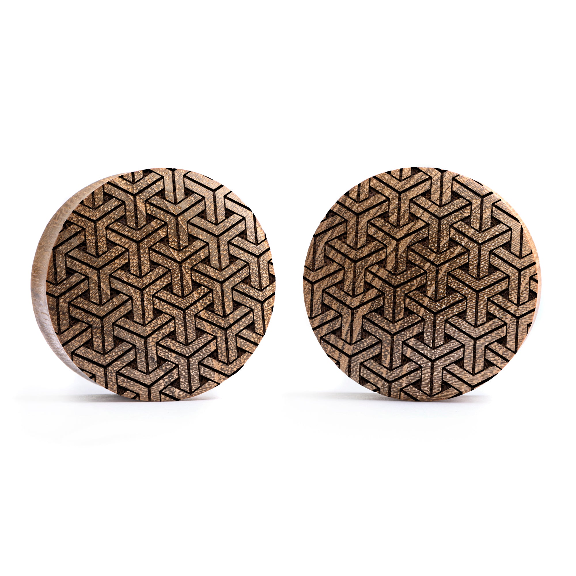 Starburst Mandala Zier Tattoo Plug / gauge - Saba Wood | Doppelaufgeweitet mit flachem Gesicht