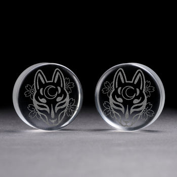 Starburst Mandala Zierstattoo Plug / gauge - Schwarzes Glas | Doppelaufgeweitet mit flachem Gesicht