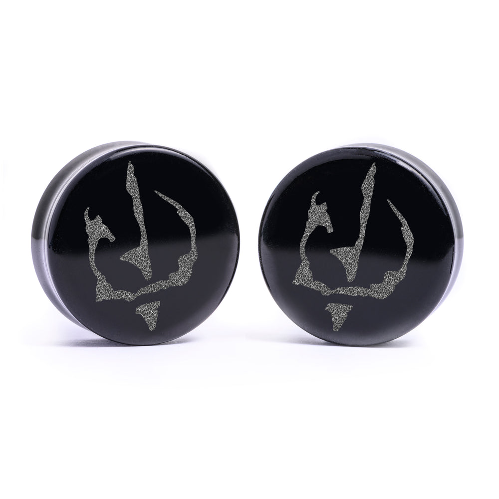 LOTR Mark Of Sauron Plug / Gauge - Black Glass | Flat Faced Double Flare - Lasered To Order In House At Custom Plugs HQ