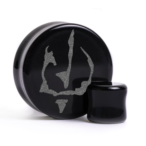 LOTR Mark Of Sauron Plug / Gauge - Black Glass | Flat Faced Double Flare