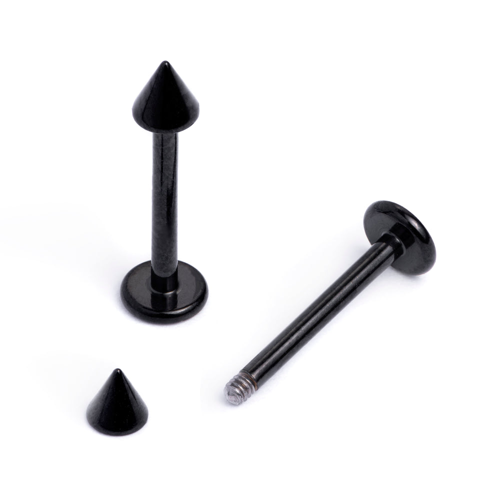 Labret w/Cone Black Externally Threaded (Titanium) Custom Plugs