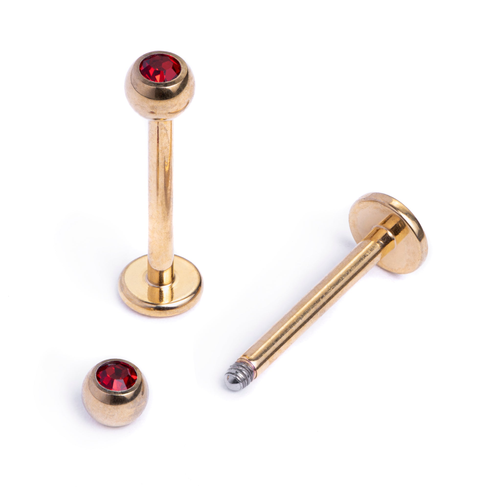 Labret Gold Red (Titanium) UK Custom Plugs Ear Gauges