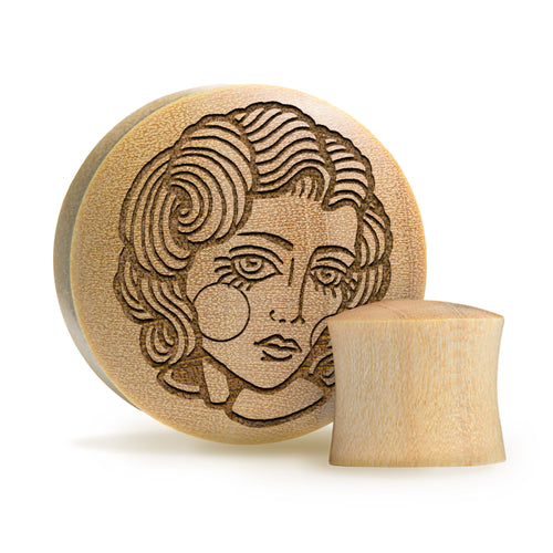 Lady Tattoo Plug / Gauge - Crocodile Wood | Convex Double Flare