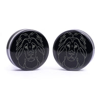 Plug / Gauge Leo zodiaque - Verre noir | Face plate double évasé