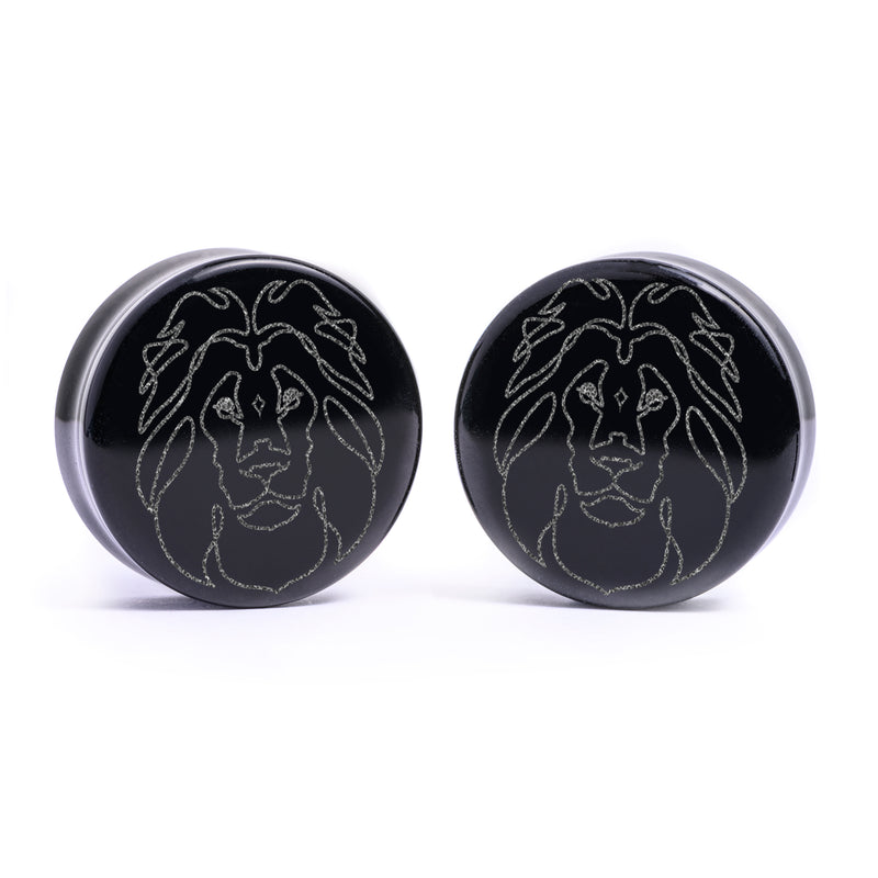 Plug / Gauge Leo zodiaque - Verre noir | Face plate double évasé