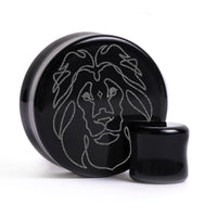 Plug / Gauge Leo zodiaque - Verre noir | Face plate double évasé