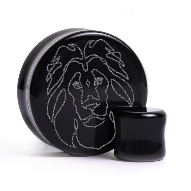 Plug / Gauge Leo zodiaque - Verre noir | Face plate double évasé