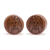 Plug / Gauge Leo zodiaque - Bois de Saba | Convexe double évasé