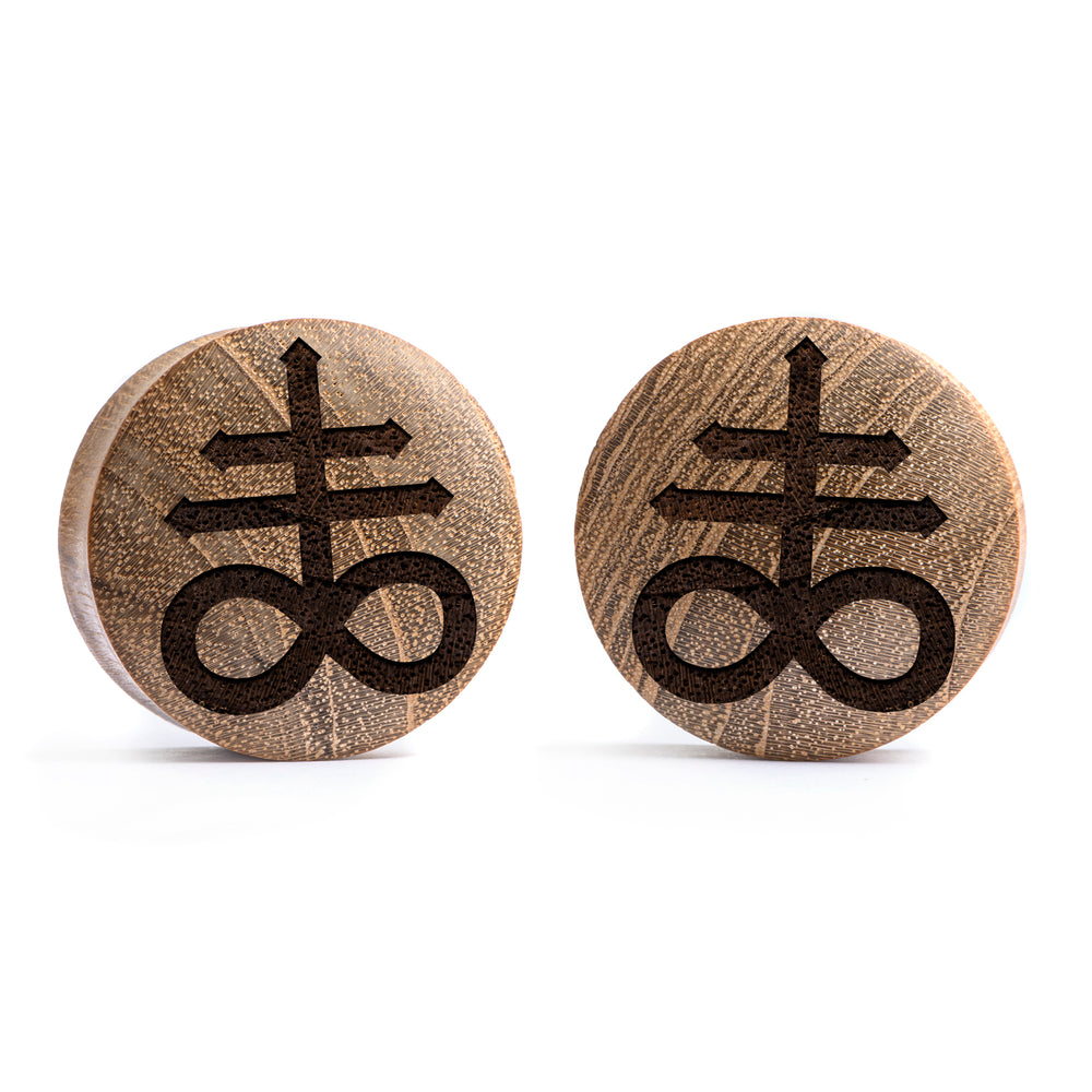 Leviathan Cross Plug / Gauge - Teakholz | Konvexe Doppelaufgeweitet