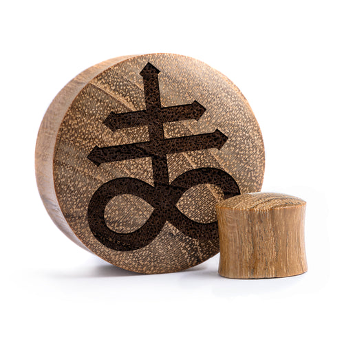 Leviathan Cross Plug / Gauge - Teakholz | Konvexe Doppelaufgeweitet