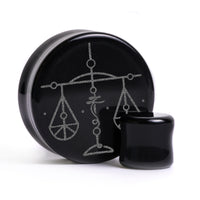 Plug / Gauge Libra zodiaque - Verre noir | Face plate double évasé