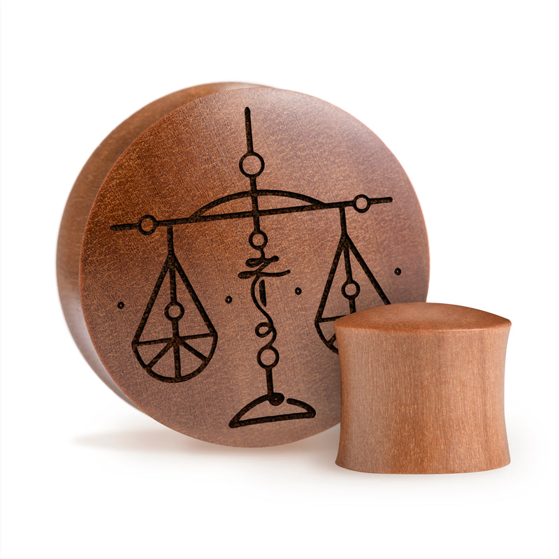Plug / Gauge Libra zodiaque - Bois de Saba | Convexe double évasé