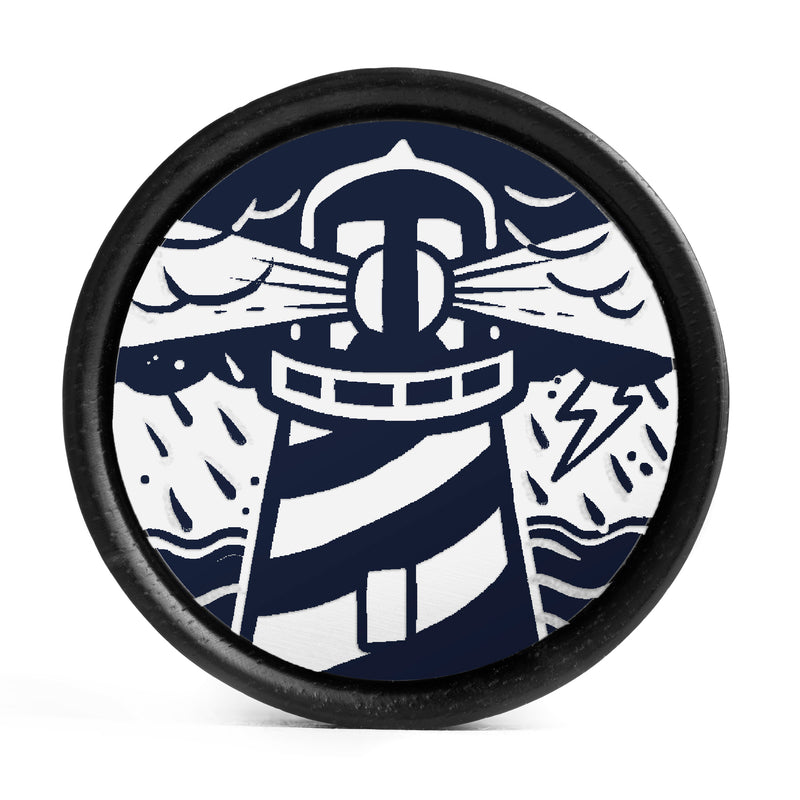 Plug / Gauge Phare - Bois d'ébène incrusté bleu & blanc | Convexe double évasé