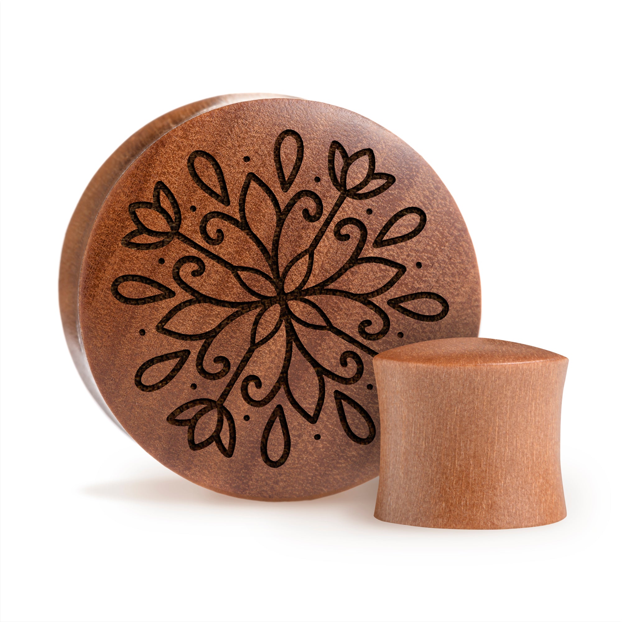 Linienmandala Zier Tattoo Plug / gauge - Saba Wood | Konvexe Doppelaufgeweitet