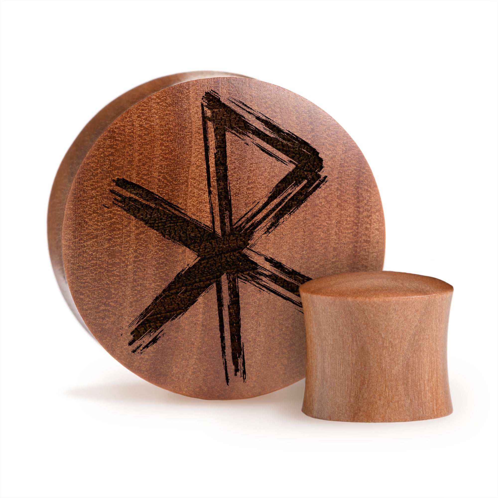 Plug / Gauge Rune d'amour viking - Bois de Saba | Convexe double évasé
