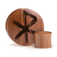 Plug / Gauge Rune d'amour viking - Bois de Saba | Convexe double évasé