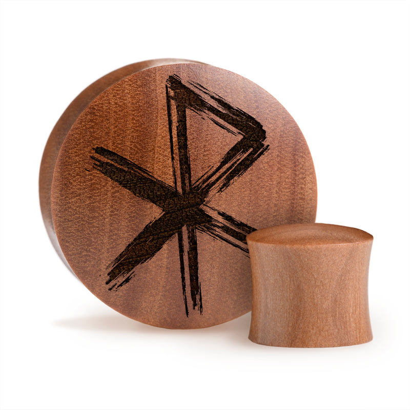 Plug / Gauge Rune d'amour viking - Bois de Saba | Convexe double évasé
