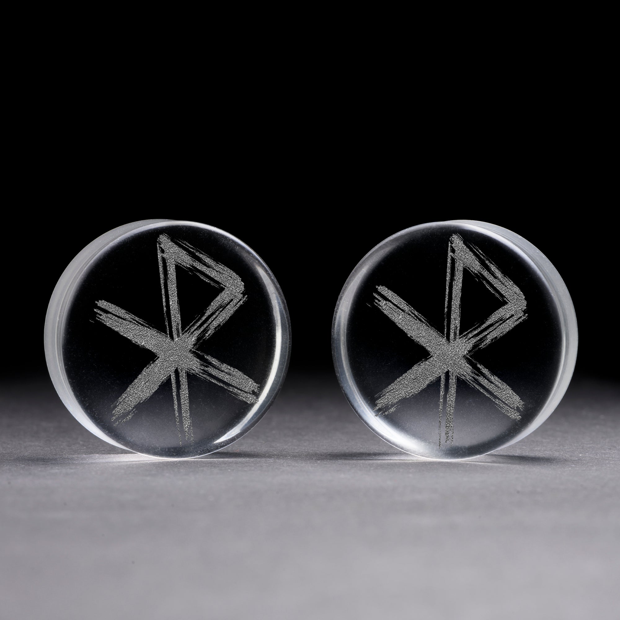 Love Rune Viking Plug / Gauge - Clear Glass | Flat Faced Double Flare