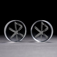 Plug / Gauge Rune d'amour viking - Verre transparent | Face plate double évasé
