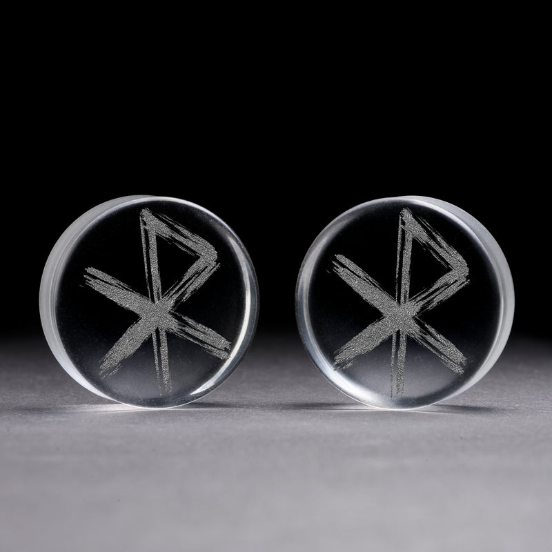 Plug / Gauge Rune d'amour viking - Verre transparent | Face plate double évasé